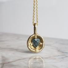 Load image into Gallery viewer, Rough Blue Diamond Pendant, in Bronze and Gold Filled Chain
