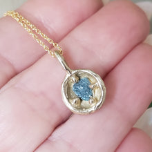 Load image into Gallery viewer, Rough Blue Diamond Pendant, in Bronze and Gold Filled Chain
