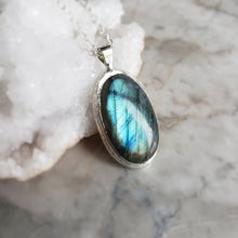 Load image into Gallery viewer, Large Labradorite Necklace in Sterling Silver
