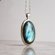 Load image into Gallery viewer, Large Labradorite Necklace in Sterling Silver
