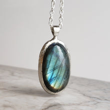 Load image into Gallery viewer, Large Labradorite Necklace in Sterling Silver
