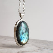 Load image into Gallery viewer, Large Labradorite Necklace in Sterling Silver
