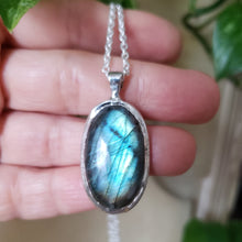 Load image into Gallery viewer, Large Labradorite Necklace in Sterling Silver
