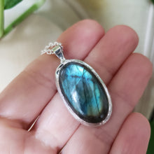 Load image into Gallery viewer, Large Labradorite Necklace in Sterling Silver
