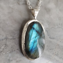 Load image into Gallery viewer, Large Labradorite Necklace in Sterling Silver
