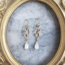 Load image into Gallery viewer, Sm. Swirl Dangle Earrings in Bronze and white Chalcedony
