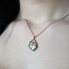 Load image into Gallery viewer, Rough Aquamarine and Ruby Necklace in Bronze and Sterling Silver
