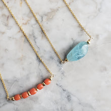 Load image into Gallery viewer, Aquamarine and Coral Necklaces, 18&quot; chain
