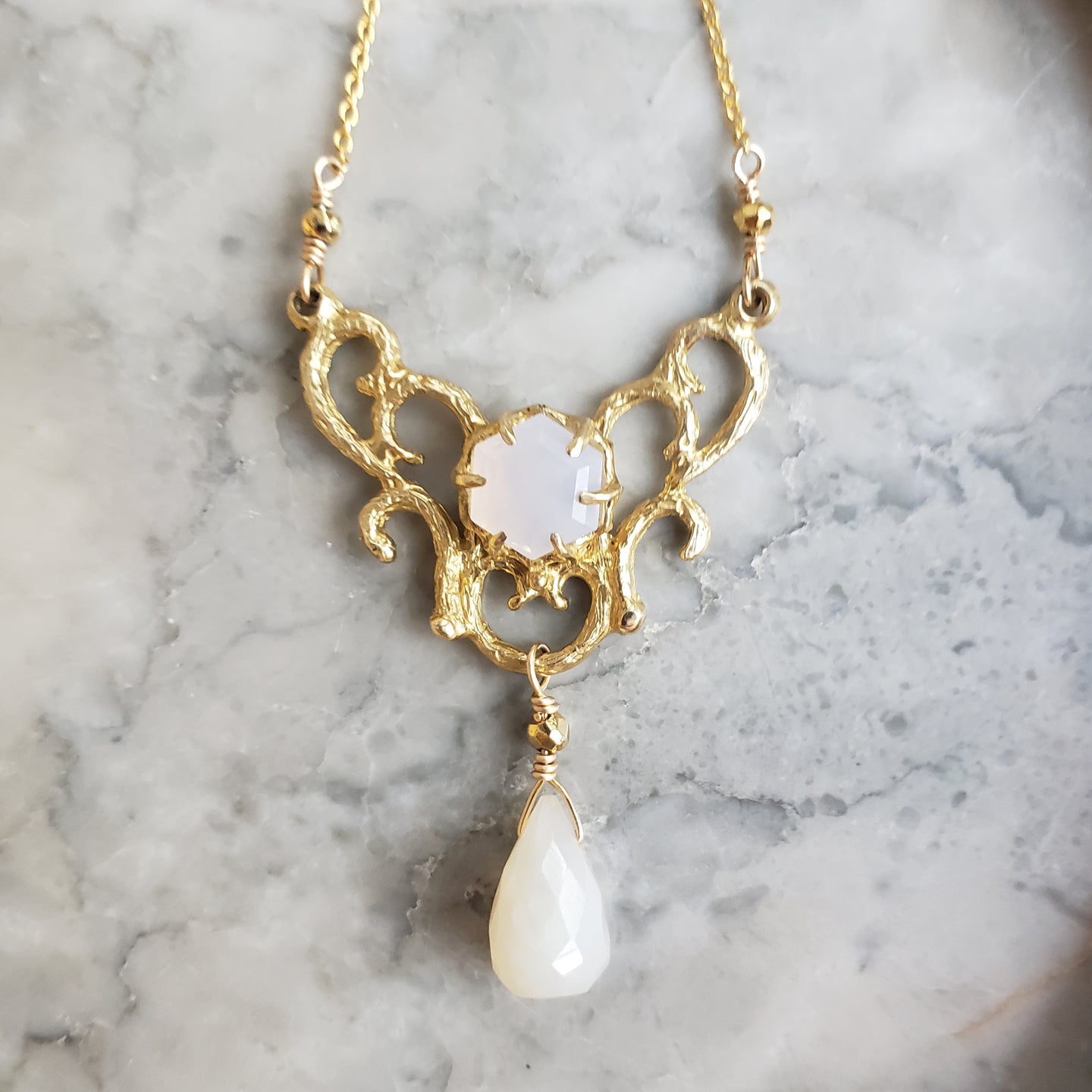 Moonchild Necklace in white Chalcedony