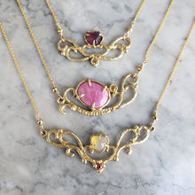 Load image into Gallery viewer, Arwen Necklace in Garnet and Yellow Sapphire
