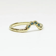 Load image into Gallery viewer, Blue Diamond Contour Band,10k Yellow Gold, Size 6.25
