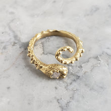 Load image into Gallery viewer, Octopus Snake Ring, Rough Diamond and Bronze
