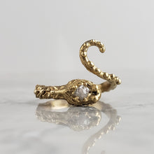 Load image into Gallery viewer, Octopus Snake Ring, Rough Diamond and Bronze
