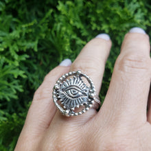 Load image into Gallery viewer, Beaded Circle Sacred Eye Ring, Sterling Silver
