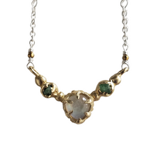Load image into Gallery viewer, Moonstone and Tsavorite Garnet Necklace in Sterling Silver
