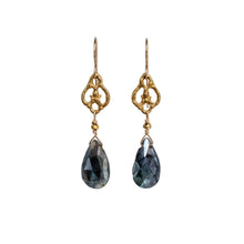 Load image into Gallery viewer, Small Lux Dangle Earrings in Bronze and Labradorite
