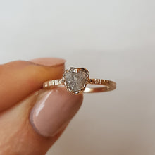 Load image into Gallery viewer, Heart Shape Rough Diamond Engagement ring, 10k Yellow Gold , size 7.5
