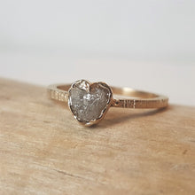 Load image into Gallery viewer, Heart Shape Rough Diamond Engagement ring, 10k Yellow Gold , size 7.5
