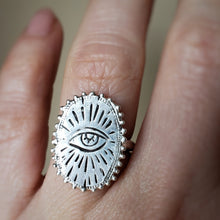 Load image into Gallery viewer, Oval Sacred Eye Ring, Sterling Silver
