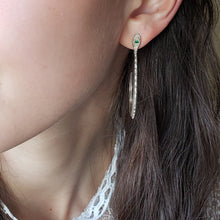 Load image into Gallery viewer, Silver Snake Hoop Earrings with Tsavorite Accent Stones

