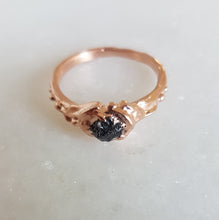 Load image into Gallery viewer, Black Rough Diamond Engagement Ring, 10k Rose Gold, Size 6
