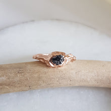 Load image into Gallery viewer, Black Rough Diamond Engagement Ring, 10k Rose Gold, Size 6
