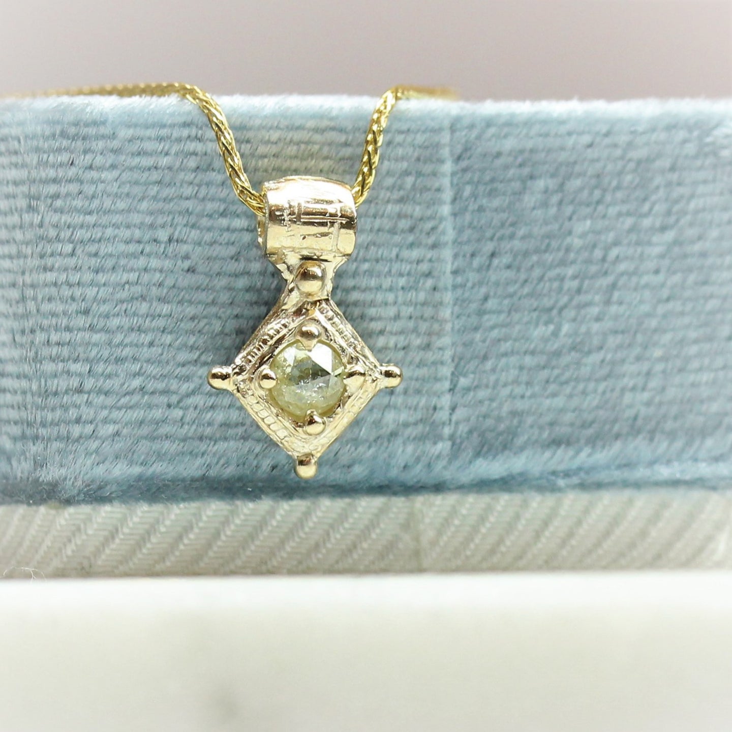 Byzantine Rose Cut Diamond Necklace in 10k Yellow Gold