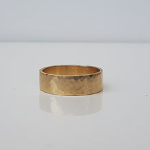 Load image into Gallery viewer, Wide Hammered Wedding Band, 10k Yellow Gold
