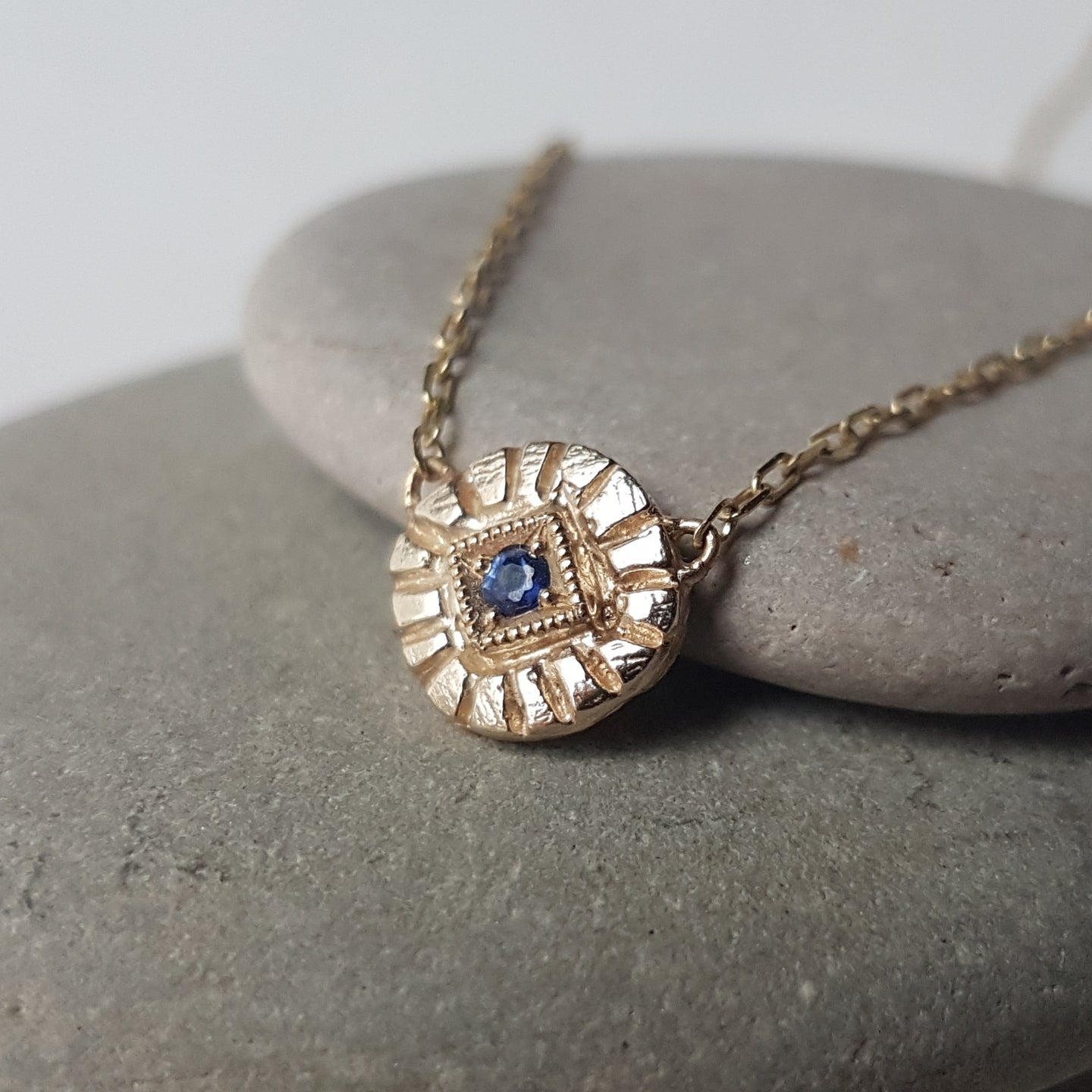 Mystic Eye Necklace in Blue Sapphire and 10k Yellow Gold