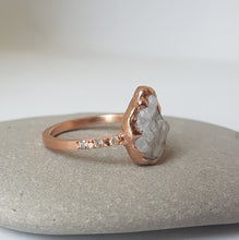 Load image into Gallery viewer, White Flame, Rough White Sapphire, 10k Rose Gold, Size 6.
