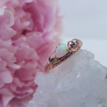 Load image into Gallery viewer, The  Güell Crown Ring, Opal, Black Diamonds, 10k Rose Gold
