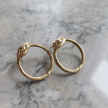 Load image into Gallery viewer, Ouroboros Snake, Bronze Stud Earrings
