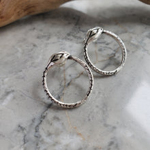 Load image into Gallery viewer, Ouroboros Snake, Silver Stud Earrings
