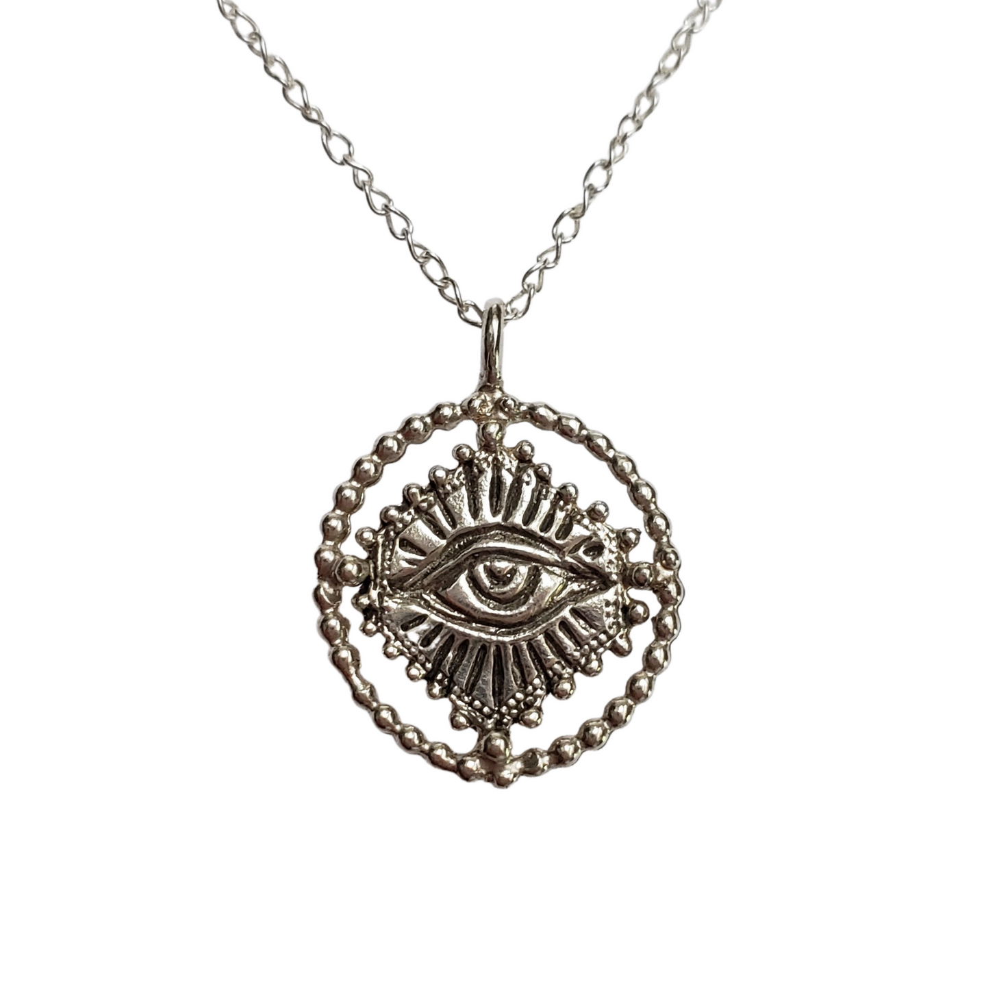 Sacred Eye Halo Amulet in Sterling Silver