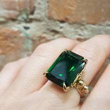 Load image into Gallery viewer, Enchantress Ring, Bronze, Synthetic Emerald
