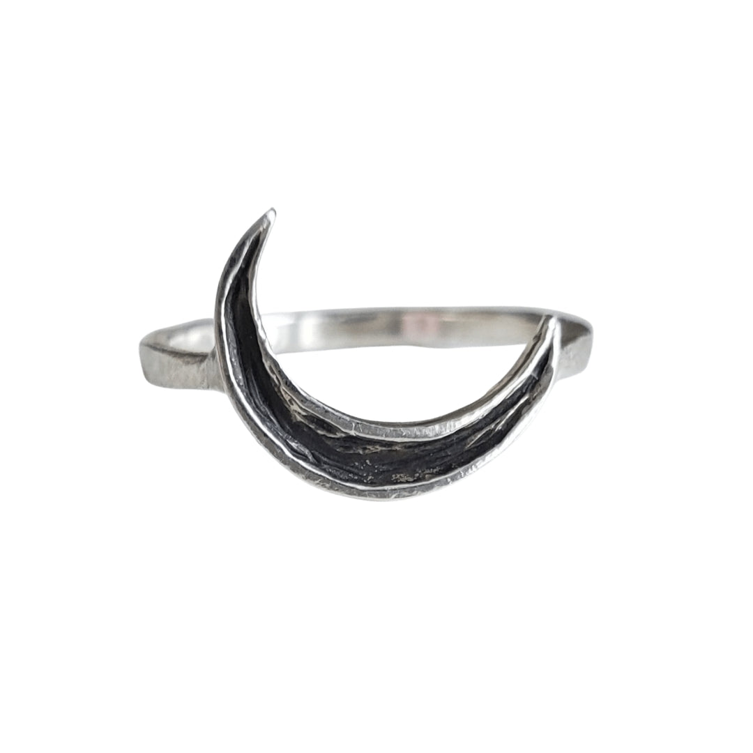 Crescent Moon Ring, Silver