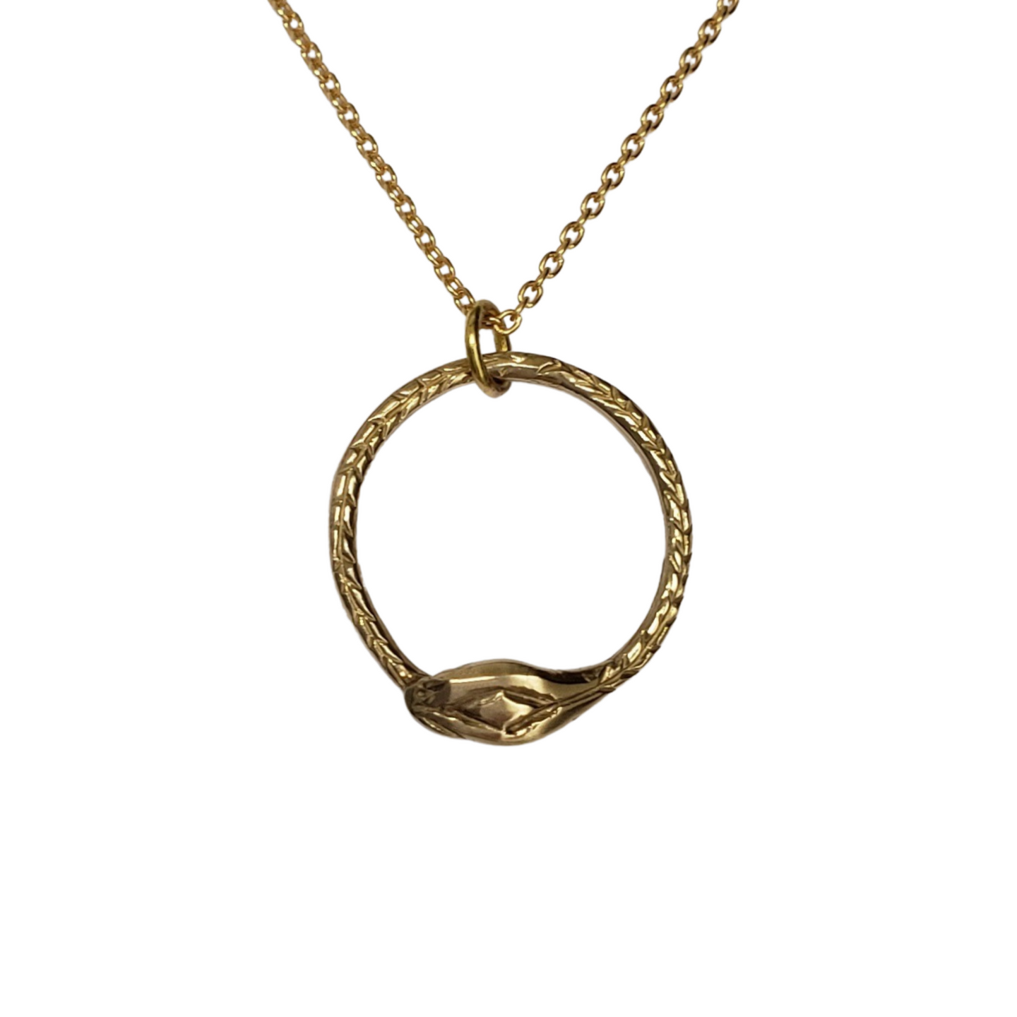 Ouroboros Snake Necklace, Bronze