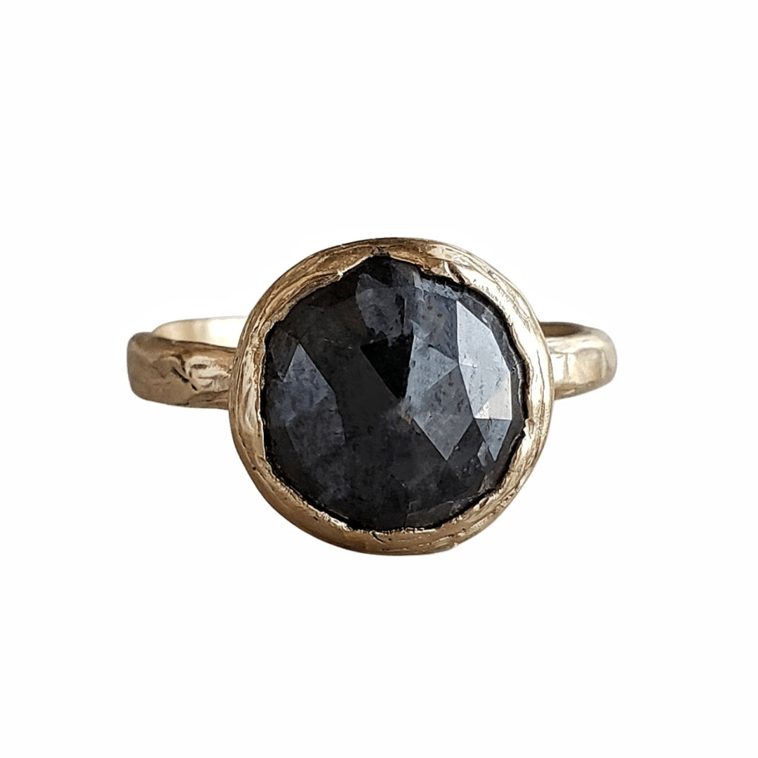 Valia Ring, 10k Yellow Gold, Black Diamond