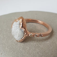 Load image into Gallery viewer, White Flame, Rough White Sapphire, 10k Rose Gold, Size 6.
