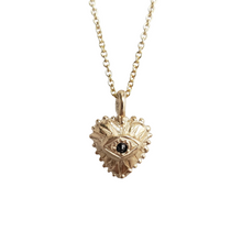 Load image into Gallery viewer, Sacred Heart Amulet, Black Diamond, 10k Yellow Gold
