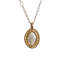 Load image into Gallery viewer, Diamond Slice Pendant, Bronze and Sterling Silver Chain
