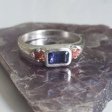 Load image into Gallery viewer, Georgia Tanzanite and Orange Sapphire Ring In Sterling Silver
