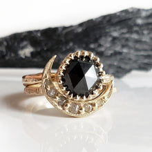 Load image into Gallery viewer, Raven Ring, 10k Yellow Gold, Black Diamond
