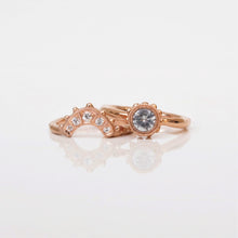 Load image into Gallery viewer, Beaded Tulip Ring, White Sapphire, 10k Rose Gold, Size 6.5
