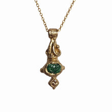 Load image into Gallery viewer, Alma Necklace in Bronze, Rough Tsavorite and Sapphire
