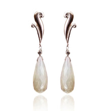 Load image into Gallery viewer, Torque Earrings in Sterling Silver with Faceted White Chalcedony
